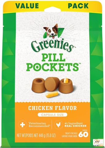 GREENIES PILL POCKETS Capsule Size Natural Dog Treats Chicken Flavor