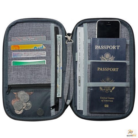 NeatPack RFID Travel Wallet, Document Organizer & Passport Holder, Grey