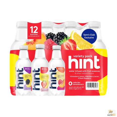 Hint Flavored Water Summer Variety Pack, 16 Fluid Ounce (Pack of 12)