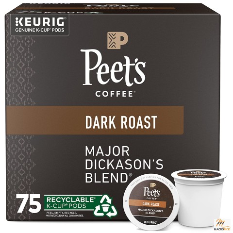 Peet's Coffee, Dark Roast K-Cup Pods for Keurig Brewers - Major Dickason's Blend 75 Count