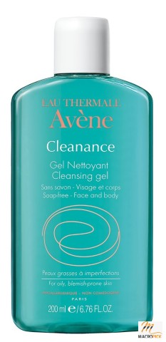 Eau Thermale Avene Cleanance Cleansing Gel Soap Free Cleanser for Acne Prone, Oily, Face & Body, Alcohol-Free