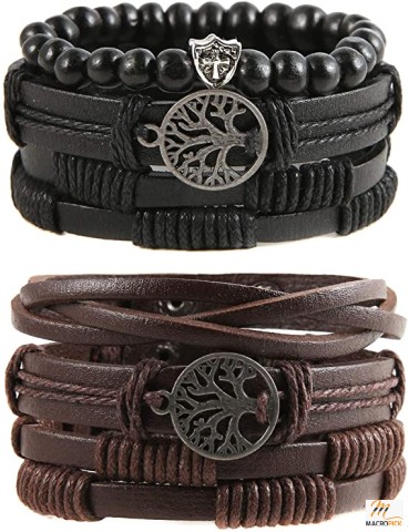 HZMAN Genuine Leather Tree of life Bracelets Men Women