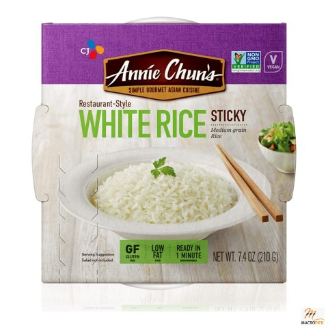 Annie Chun's Cooked White Sticky Rice, Gluten-Free, Vegan, Low Fat, Sushi Rice