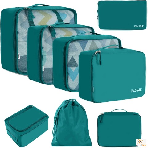 8 Set Packing Cubes Luggage Packing Organizers for Travel Accessories - Teal