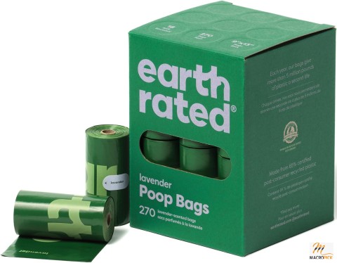 Earth Rated Dog Poop Bags - Guaranteed Leak Proof and Extra Thick Waste Bag Refill Rolls For Dogs - Lavender Scented -  270 Count
