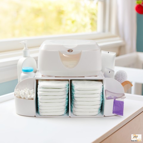 Munchkin Diaper Change Storage and Organizer, Includes 12 Scented Diaper Bags, White