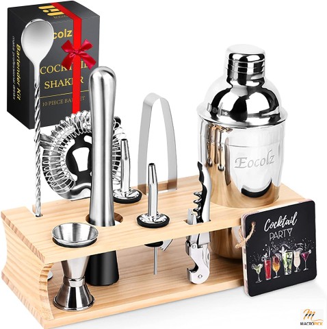 Cocktail Shaker Bar Set Bartender Kit with Stand Accessories