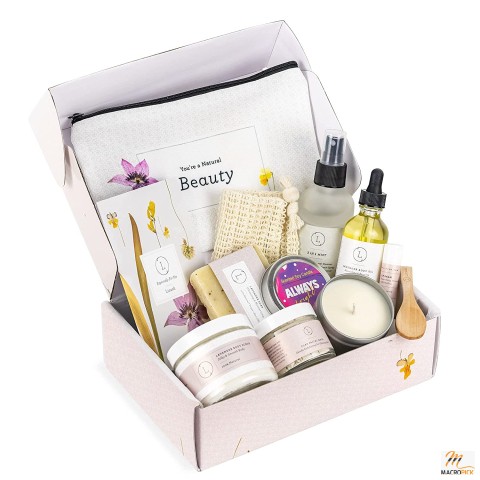 Spa Gift Set, Handmade Lavender Gift Box, Relaxing 9 pcs Package for Women