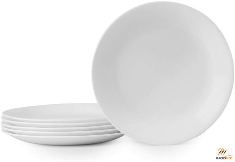 Frost White Lunch Plate Set for 6 -  8.5 Inch Eco-Friendly - Round Lunch or Dinner Plates are Dishwasher Safe -  Break and Chip Resistant