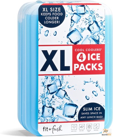 Reusable XL Ice Pack - BPA Free & Non Toxic - Long Lasting Slim Ice Packs - Set of 4