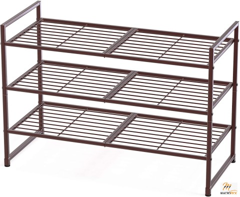 3 Tier Stackable Shoe Rack Storage Organizer - Stackable Design With Sturdy Metal Construction