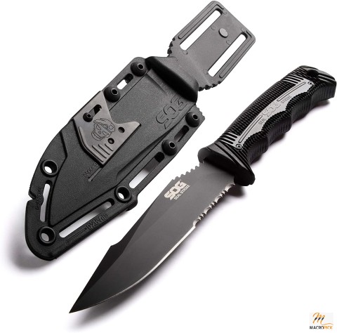 SOG Seal Strike Fixed Blade Knife with Sheath- Tactical and Hunting Knife