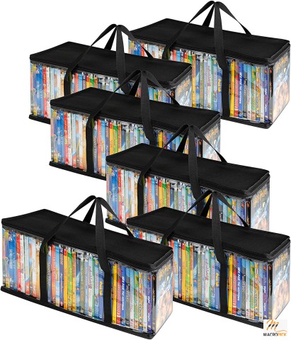 Stock Your Home DVD Storage Bags (6 Pack) - Transparent PVC Media Storage