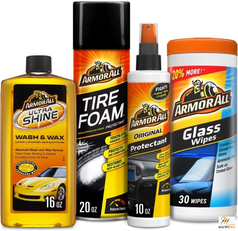 Car Wash and Car Cleaner Kit by Armor All, Includes Glass Wipes, Car Wash & Wax Concentrate