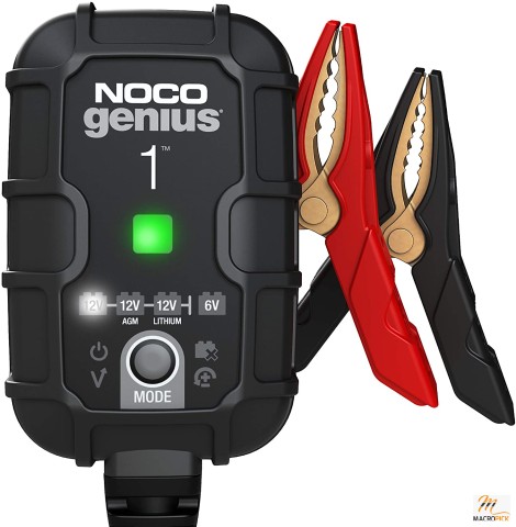 NOCO GENIUS1, 1A Fully-Automatic Smart Charger, 6V and 12V Portable Automotive Car Battery Charger