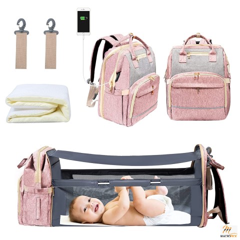 WiseWater Diaper Bag Backpack with Changing Station, USB Charging Port, Waterproof Mommy Bag