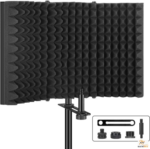 Microphone Isolation Shield For Studio Recording - Multilayer Structure Reduces Noise - Suitable for Blue Yeti and any condenser microphone recording equipment