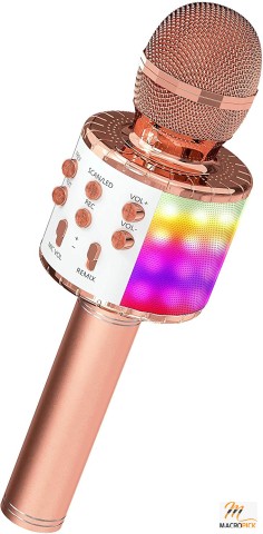 Karaoke Microphone for Kids - Wireless Bluetooth Karaoke Microphone with LED Lights - Long Playback Time - A Great Gift For Kids & Adults