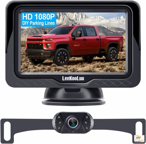 Backup Camera Rear View Monitor Kit - 1080P Camera Chipset - Super Night Vision Water Proof Car Camera