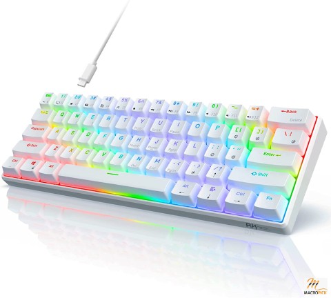 61 Keys Mechanical Gaming Keyboard - Double Shot Key Caps - Hot- Swappable Key Board - 18 RGB Backlight Modes