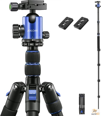 81” Camera Tripod for DSLR - Compact Tripod Monopod 360° Panorama Ball Head with 2 Quick Release Plates - 24 lbs Loads