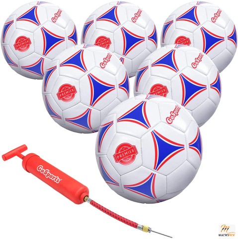 GoSports Premier Soccer Ball with Premium Pump 6 Pack, Size 5