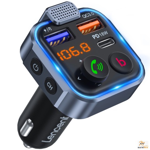 FM Transmitter in-Car Adapter, Wireless Bluetooth