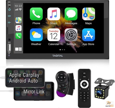 Tagital Double Din Car Stereo Apple Carplay &Android Auto, 7 Inch HD LCD Touch Screen with Bluetooth