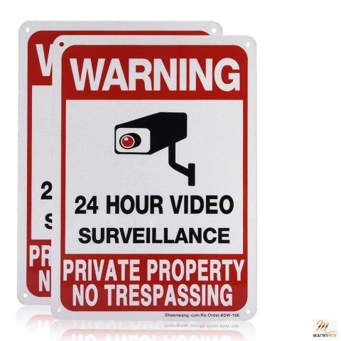 2-Pack Private Property No Trespassing Sign, video surveillance signs outdoor