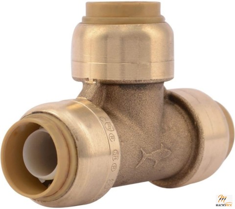 SharkBite 1/2 Inch Tee, Push to Connect Brass Plumbing Fitting