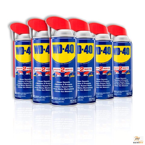 WD-40 Multi-Use Product with Smart Straw Sprays 2 Ways - 12 OZ Pack of 6