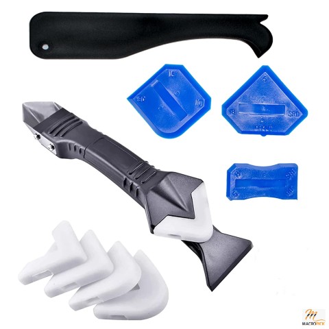 3 in 1 Silicone Caulking Tools - With Replaceable 5 Silicone Pads -  Widely Applications Door, Window, Kitchen, Bathroom, Tank & Toilet - A Great Silicone Caulking Tool