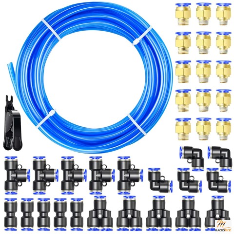 Air Hose Pipe Tube Kit - 32 Meter 100ft - 6mm OD 4mm ID Polyurethane PU Tube Kit