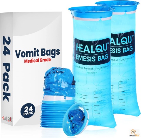 Hospital Vomit Bags - 24 Pack 1000ml Car Throw Up Bag For Airsick Travel & Motion Sickness - Leak Resistant Medical Grade Puke Bag