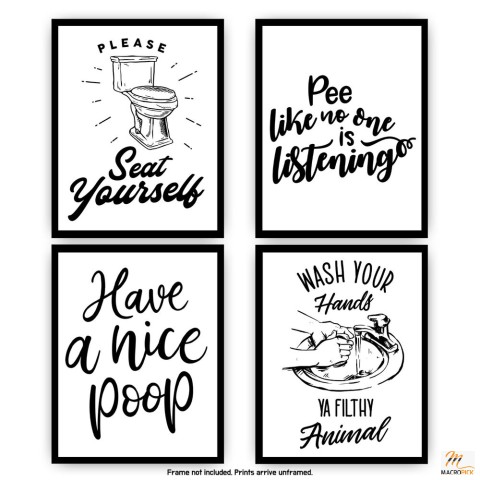 Funny Bathroom Signs (Set of 4)