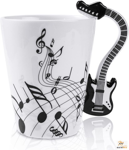 LanHong - 13.5 Ounce Guitar Mug Music Note Coffee Mug Ceramic Guitar