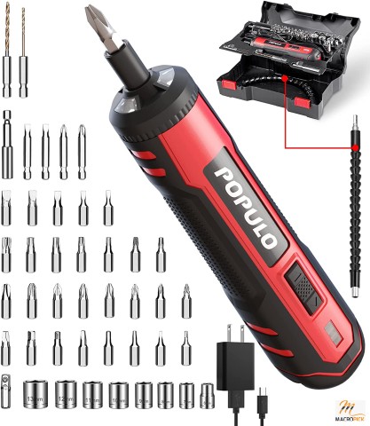 4V Cordless Electric Screwdriver Kit, USB Rechargeable Lithium ion Battery