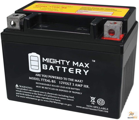 YTX4L-BS 12 Volt 3AH Motorcycle Battery Replaces YTX4L-BS