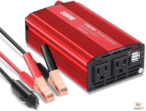 500W Power Inverter DC 12V to AC 110V Car Plug Inverter for Vehicles with 4.2A Dual USB Charging Ports