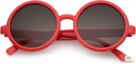 Trendy Round Retro Sunglasses for Women - UV400 Vintage Horn Rimmed Neutral-Colored Lens 52mm (Red/Lavender)