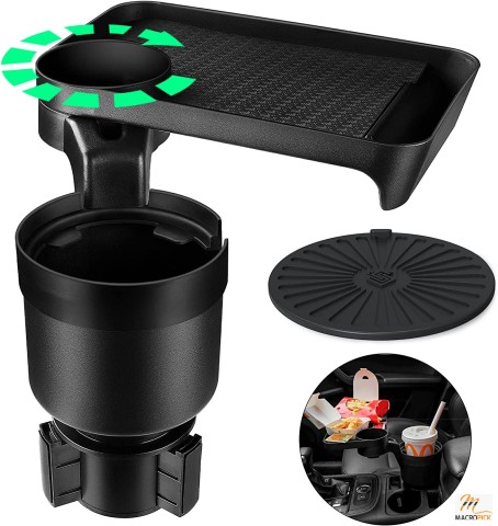 Cup Holder Tray for Car - Car Cup Holder Expander With Tray - Universal Design & Easy To Install Car Cup Holder