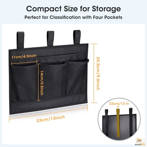 Black-Colored Bedside Storage Organizer | Hanging Bedside Organizer Storage Bag