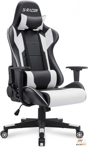 Gaming Chair Office Chair High Back Computer Chair Leather Desk Chair Racing Executive Ergonomic Adjustable Swivel Task Chair with Headrest and Lumbar Support