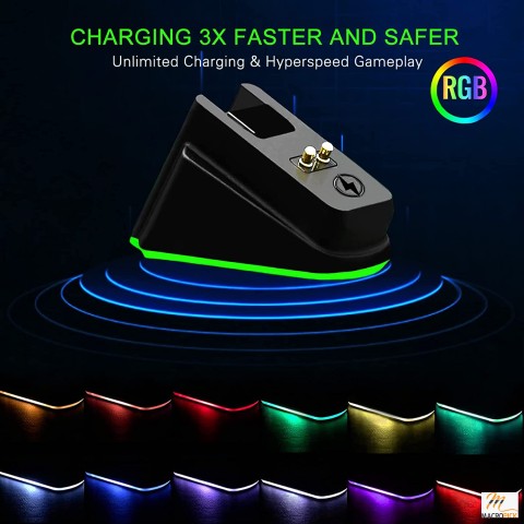 Mouse Charging Dock for Razer Wireless Mouse Viper Ultimate Naga pro DeathAdder V2 Pro and Basilisk Ultimate Magnetic Charging RGB Lights Status Indicator Gecko Feet