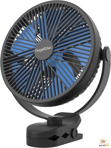 8 Inch Rechargeable Clip On Desk Fan - Battery Operated Portable Fan with 4 Speeds