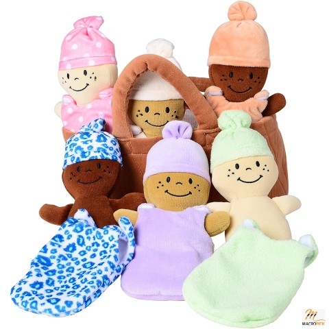 Basket of Babies Creative Minds Plush Dolls - 6 Piece Soft Baby Dolls Set For All Ages