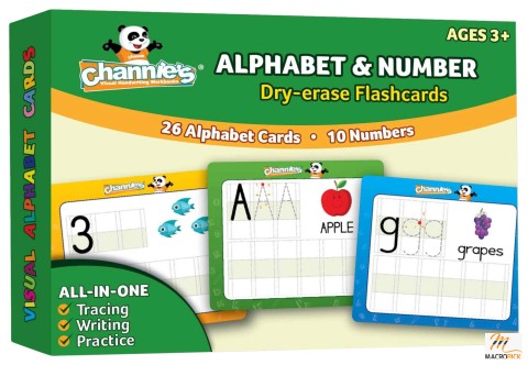 Dry Erase Alphabet/Number Flash Cards -5.5W x 4.25 L x 0.25H - White