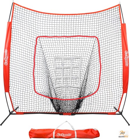 7'x7' Baseball & Softball Practice Hitting & Pitching Net with Bow Frame