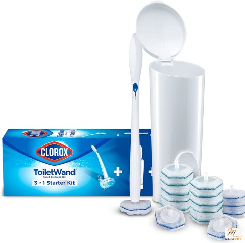 Clorox ToiletWand Disposable Toilet Cleaning System - ToiletWand, Storage Caddy and 16 Disinfecting ToiletWand Refill Heads