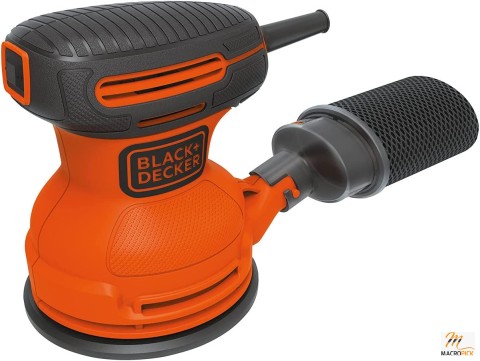 BLACK+DECKER Orbital Sander, 5 Inch, 2.0 Amp, 12000 OPM, Corded, 1 Sandpaper Sheet and Dust Bag Included